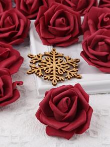 人造花玫瑰花頭，20朵假花看起來逼真的泡沫假玫瑰花，完美適用於DIY婚禮花束佈置、情人節家庭裝飾 - 酒紅色 - 查看 3