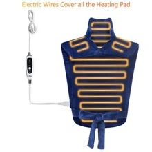 Large Heating Pad for Neck and Shoulders Back Pain Relief, Weighted Electric Heating Pads with Auto Shut Off, Full Body Back Heat Pad, Fast Heating and 4 Heat Settings (33"x22") - 藍色 - 查看 2
