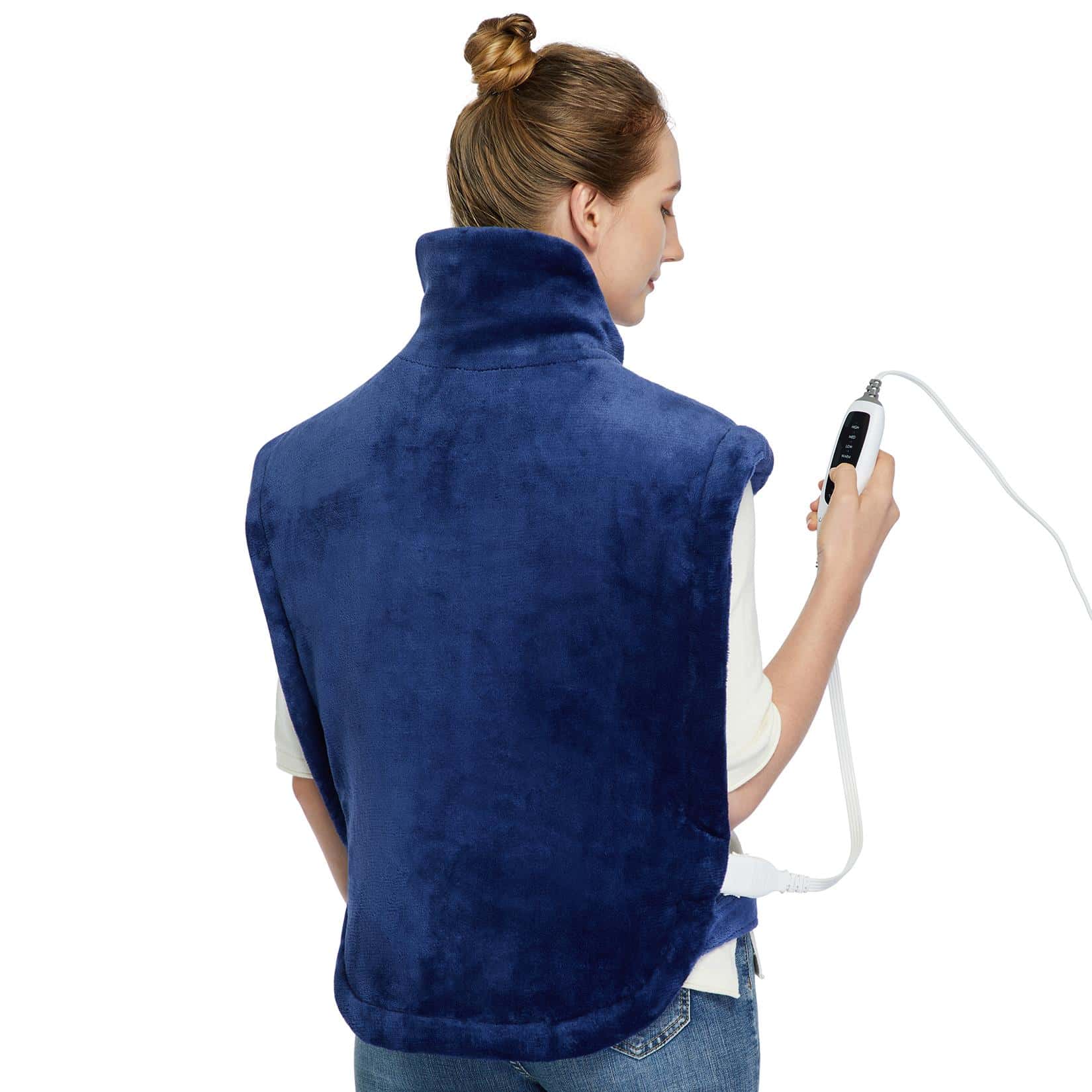 Large Heating Pad for Neck and Shoulders Back Pain Relief, Weighted Electric Heating Pads with Auto Shut Off, Full Body Back Heat Pad, Fast Heating and 4 Heat Settings (33"x22") - 藍色 - 查看 1