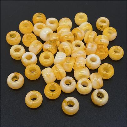 50入組6X9mm大洞亞克力珠子頭髮珠子鬆動隔片珠子適用於珠寶製作項鍊耳環
