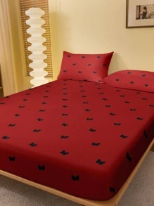 1 件蝴蝶图案床笠，现代面料卧室床笠