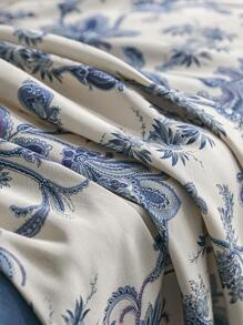 1pc Floral Pattern Tablecloth, Modern Polyester Round Table Cloth For Kitchen - Blue - View 5