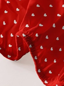 1pc Heart Pattern Fitted Sheet, Modern Fabric Fitted Bottom Sheet For Bedroom - Multicolor - View 5