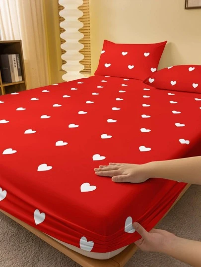 1 cearceaf pentru dormitor cu model de inimă, cearșaf pentru dormitor modern, din material textil