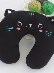 1 chiếc gối hình chữ U thiết kế hình mèo - màu đen - Xem 3