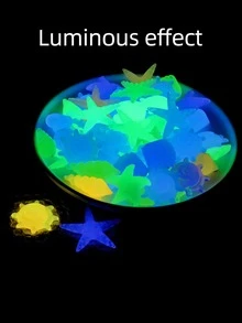 50pcs Starfish & Shell Shaped Glow In The Dark Decorative Pebble - Multicolor - View 2