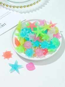 50pcs Starfish & Shell Shaped Glow In The Dark Decorative Pebble - Multicolor - View 1