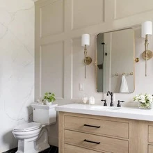 Metal Frame Pivot Rectangle Bathroom Mirror, Tilting Rounded Rectangular Vanity Mirror for Wall Stainless Steel Pivots Horizontally Only - Brushed Brass - View 3