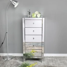 Mirror Big Five Drawer Chest Of Drawers Can Be Used For Bedside Table Chest Of Drawers Silver - Silver - View 1