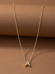 1入組精美水鑽字母吊墜項鍊適合女士適用於禮品 - 彩色 - 查看 2