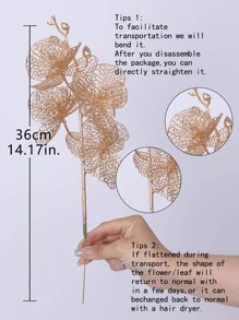 1 件编织蝴蝶兰单茎，适合卧室和客厅装饰 - 金色 - 查看 2