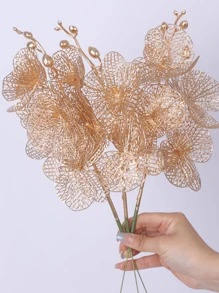 1 件编织蝴蝶兰单茎，适合卧室和客厅装饰 - 金色 - 查看 1