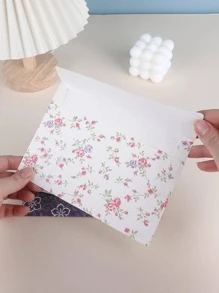 5pcs Flower Print Paper Envelope, Simple Multi-purpose Mailing Envelope For Office - Blue - View 5