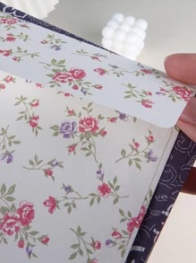 5pcs Flower Print Paper Envelope, Simple Multi-purpose Mailing Envelope For Office - Blue - View 7