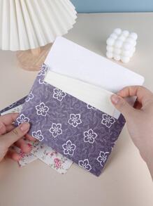 5pcs Flower Print Paper Envelope, Simple Multi-purpose Mailing Envelope For Office - Blue - View 3