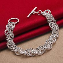 925纯银镀层手链，精致珠宝，银饰，女士礼物，派对佳品 - 銀色 - 查看 1