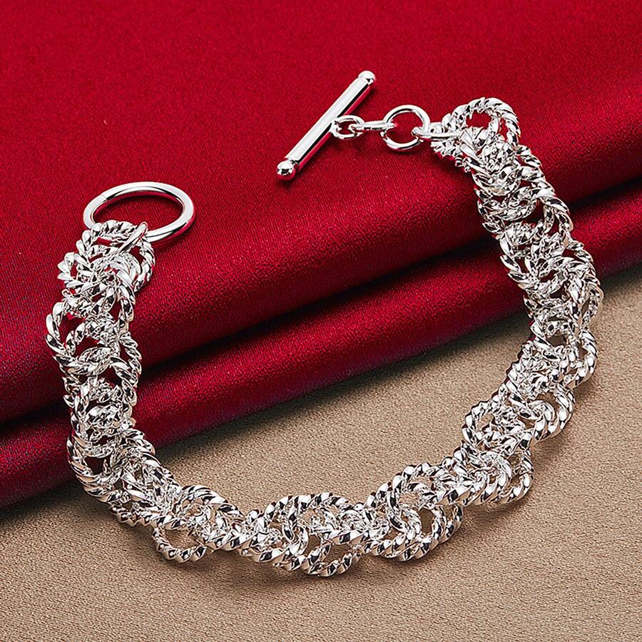 925纯银镀层手链，精致珠宝，银饰，女士礼物，派对佳品 - 銀色 - 查看 1