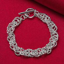 925纯银镀层手链，精致珠宝，银饰，女士礼物，派对佳品 - 銀色 - 查看 3