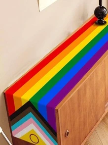 1pc LGBT Rainbow Striped Pattern Table Runner, Modern Polyester Rectangle Table Runner For Kitchen, Party - Red - View 3