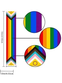 1pc LGBT Rainbow Striped Pattern Table Runner, Modern Polyester Rectangle Table Runner For Kitchen, Party - Red - View 4