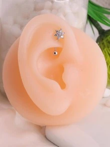 1 chiếc khuyên tai hình hoa Zirconia, đinh tai hình xương chuối, thân cong, sụn tai, bộ trang sức xỏ khuyên cơ thể - Bạc - Xem 12