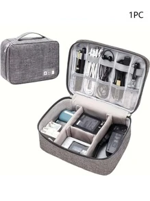Electronics Organizer, Travel Universal Cable Organizer Bag - Grey - View 1