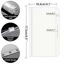 12pcs Solid Binder Pocket, Simple Multi-purpose Binder Pocket For Office - Clear - View 2