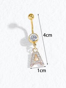 1pc Funky Cubic Zirconia Letter Charm Navel Belly Ring For Women For Body Decoration