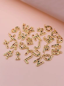 Đồng Thời Trang Đính Đá Cubic Zirconia Trang Trí Chữ Cái Vòng Cổ Cho Nam Nữ Trang Trí Hàng Ngày - Vàng - Xem 6