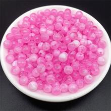 Bộ 50 8mm Acrylic Rời Không Gian Siêu Tốc Hạt Trang Sức Làm Dây Chuyền Bông Tai Vòng Tay DIY - Hồng - Xem 1