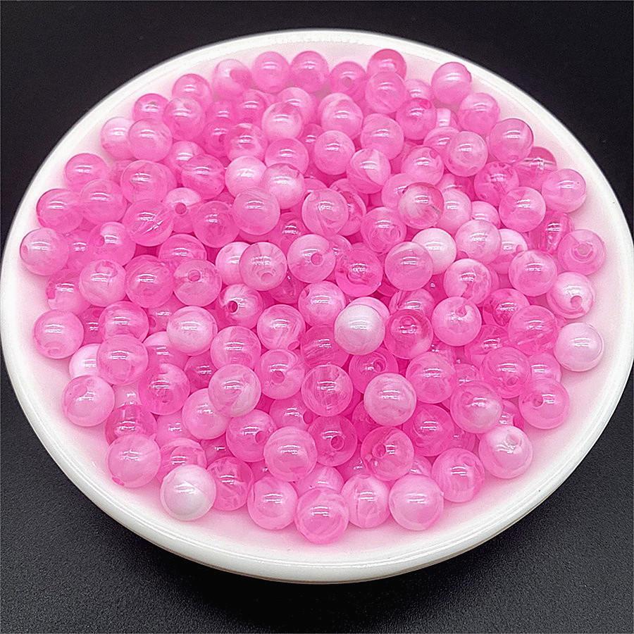 Bộ 50 8mm Acrylic Rời Không Gian Siêu Tốc Hạt Trang Sức Làm Dây Chuyền Bông Tai Vòng Tay DIY - Hồng - Xem 1