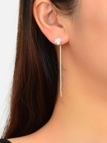 1對精美楓葉裝飾耳線適合女士日常裝飾 - 銀色 - 查看 1