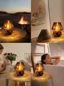 ONEWISH Mushroom Lamp Small Vintage Table Lamp for Bedroom Set of 2, Nightstand Bedside Lamp Translucent Glass Dimmable, Murano Aesthetic Home Decor for Living Room Kitchen Dorm Gift(Black) - màu đen - Xem 8
