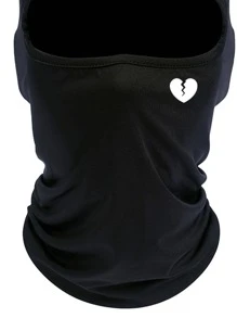 Pasamontaña con estampado de corazón para hombre, Día de San Valentín - Negro - Ver 3