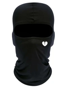 Pasamontaña con estampado de corazón para hombre, Día de San Valentín - Negro - Ver 1