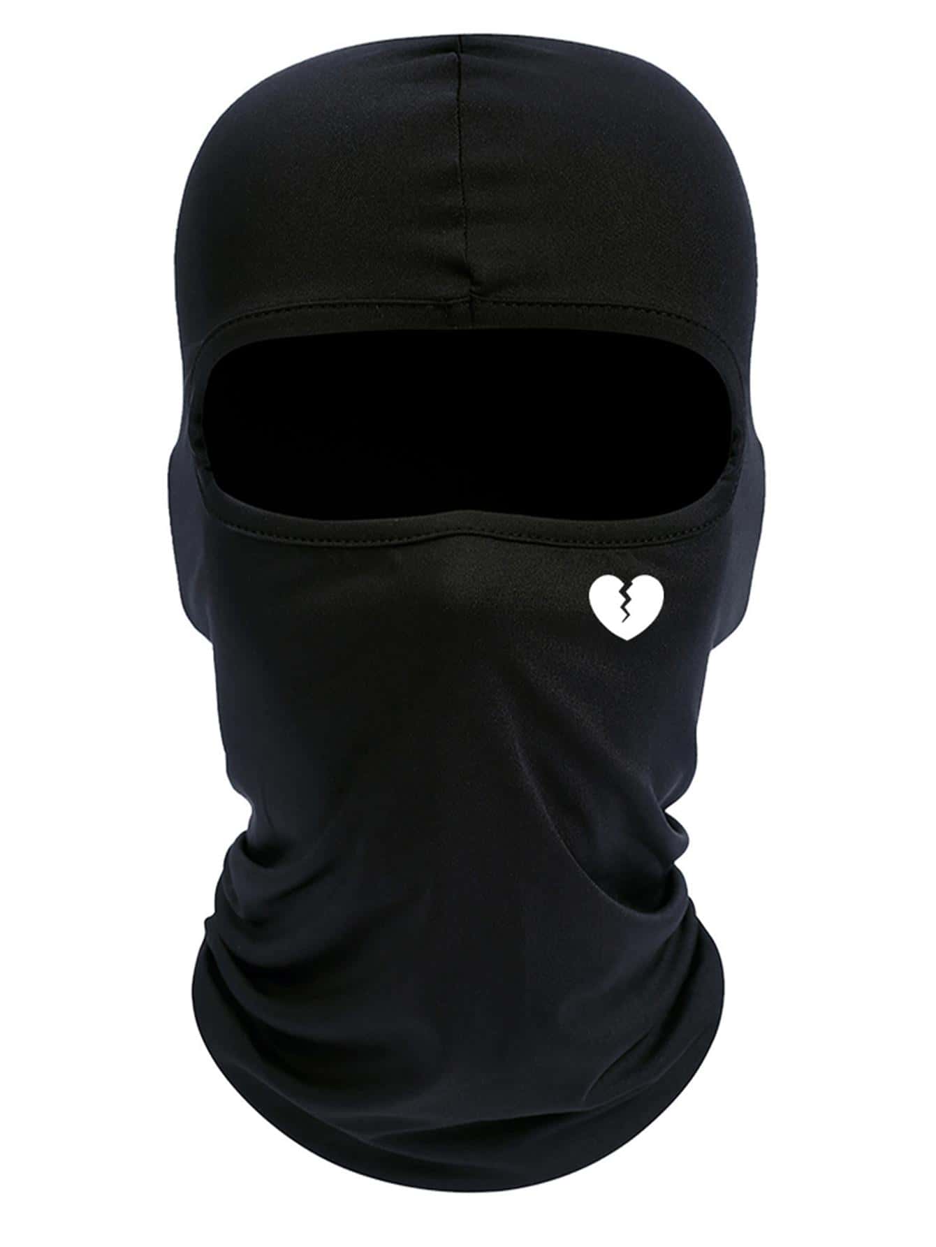 Pasamontaña con estampado de corazón para hombre, Día de San Valentín - Negro - Ver 1