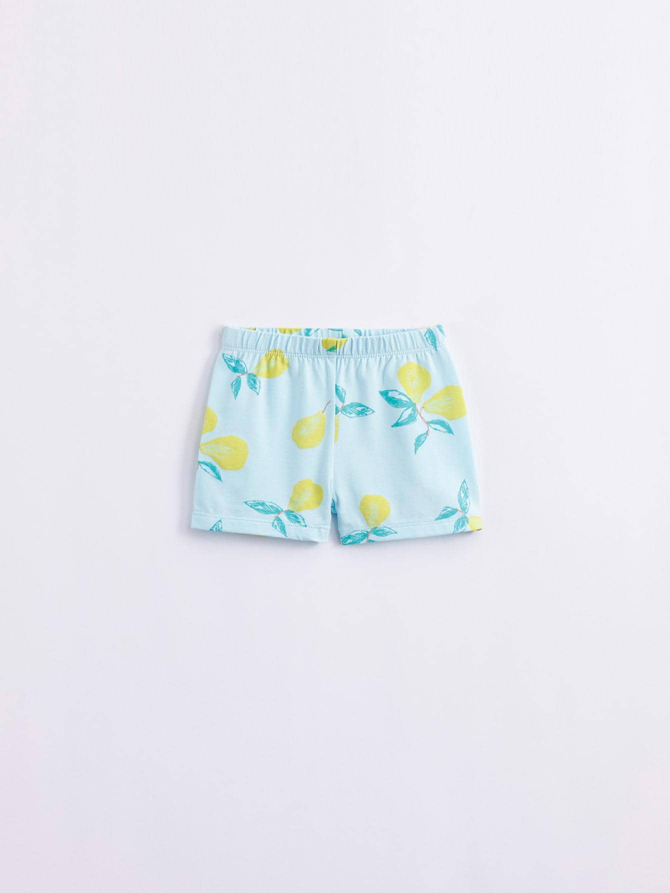 Toddler Girls Lemon Print Shorts - Mint Blue - View 1