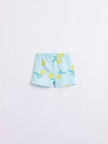 Toddler Girls Lemon Print Shorts - Mint Blue - View 2