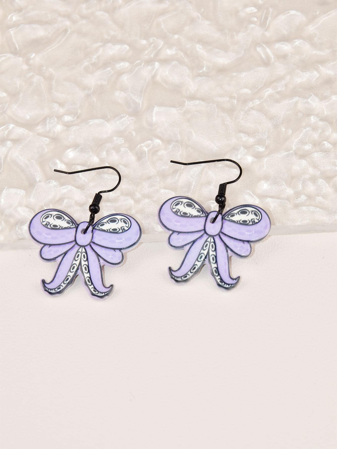 1對時尚章魚形蝴蝶結耳墜適合女士日常裝飾 - 彩色 - 查看 1