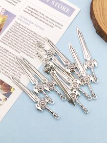 10 Chiếc Bạc Hợp Kim Thời Trang Thanh Kiếm Tự Làm Mặt Dây Chuyền Trang Sức Vòng Cổ Thủ Công Phụ Kiện - Bạc - Xem 2