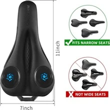 ROCKBROS Bike Seat Cushion Gel Bike Seat Cover Padded Narrow Seat Cover for Peloton Bike, Spin Bike, exercise bike, Exercise Bike, Mountain Road Bike with Rain Cover, 11x7inch - 藍色 - 查看 2