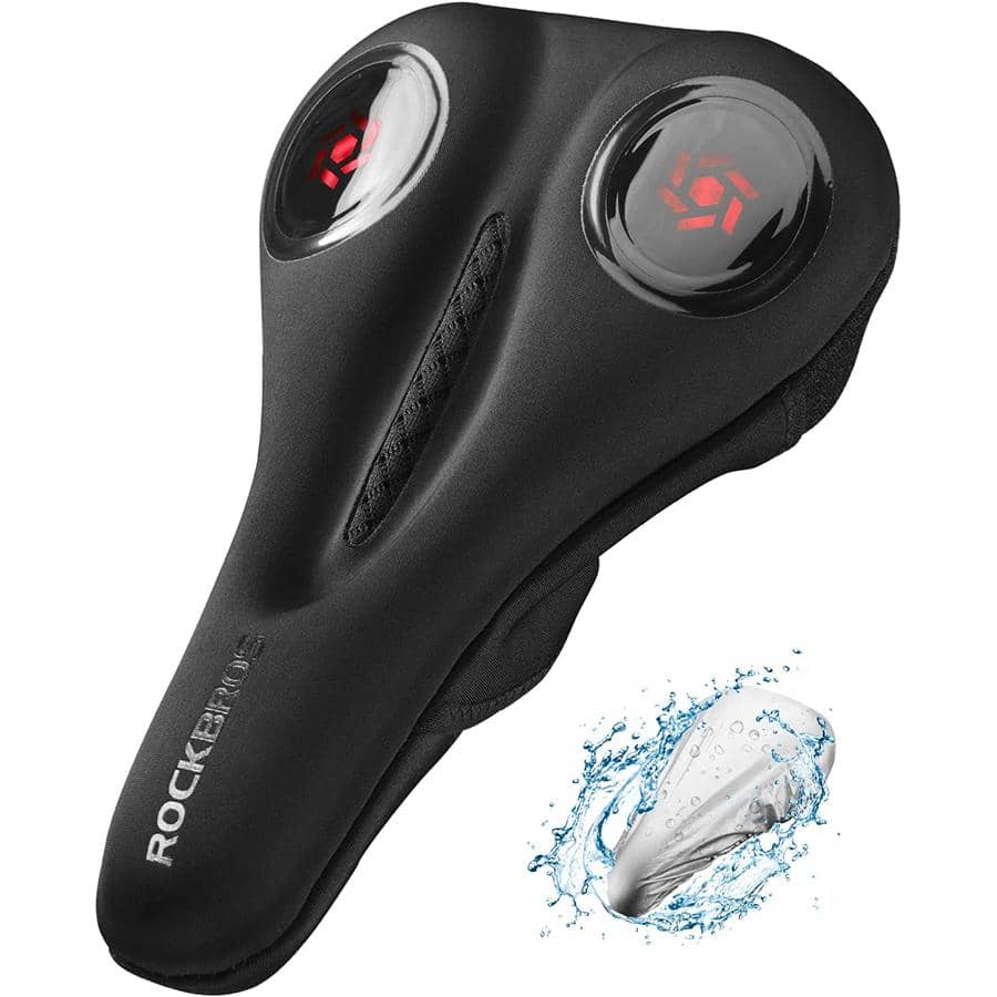 ROCKBROS Bike Seat Cushion Gel Bike Seat Cover Padded Narrow Seat Cover for Peloton Bike, Spin Bike, exercise bike, Exercise Bike, Mountain Road Bike with Rain Cover, 11x7inch - 紅色 - 查看 1