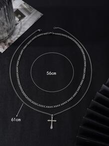2 chiếc dây chuyền hình thánh giá bằng thép không gỉ dành cho nam giới, thích hợp làm quà tặng trang sức và phụ kiện dự tiệc. - Bạc - Xem 4
