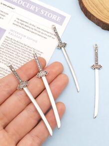 10入組銀時尚合金劍DIY吊墜適用於首飾類項鍊工藝配件 - 銀色 - 查看 4