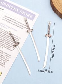 10入組銀時尚合金劍DIY吊墜適用於首飾類項鍊工藝配件 - 銀色 - 查看 3