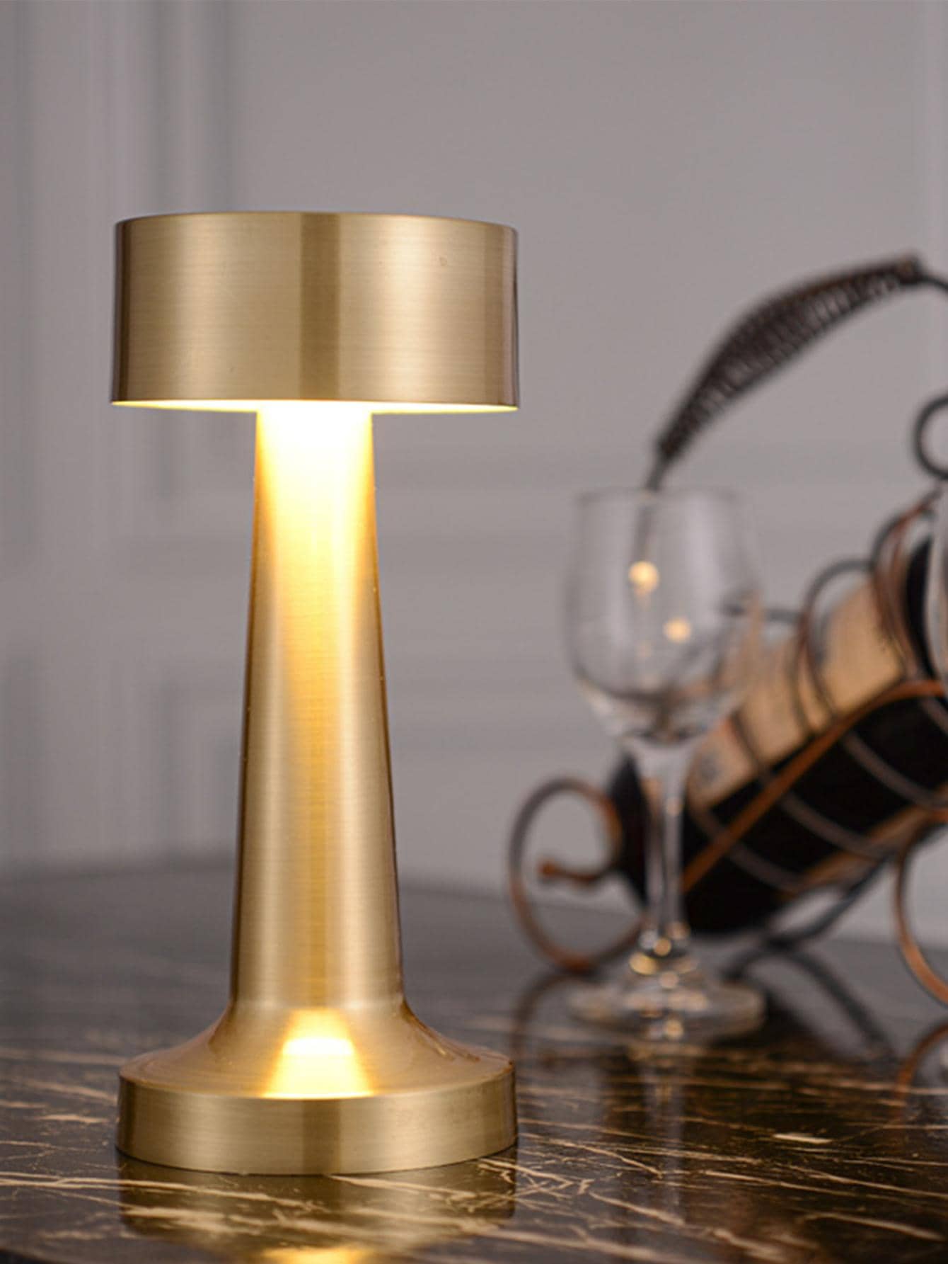 1pc Rechargeable Touch Control Three Color Changing Dimmable Vintage Metallic Table Lamp Suitable For Outdoor Dining Table, Different Indoor Desktop