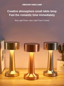 1入組可充電觸摸控制復古金屬檯燈，具有 3 色變化和可調亮度，適合室內和室外各種桌面使用 - 銀色 - 查看 3