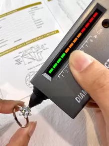 Newsoul 1入組迷人奢華 1 克拉莫桑鑽水鑽雪花戒指女式禮物真 925 純銀訂婚婚禮永恆單石承諾戒指高級珠寶 - 銀色 - 查看 7