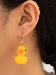 1對時尚鴨子墜飾耳墜適合女士日常裝飾 - 黃色 - 查看 1