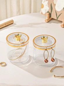 1pc Clear Jewelry Storage Box - Champagne - View 1